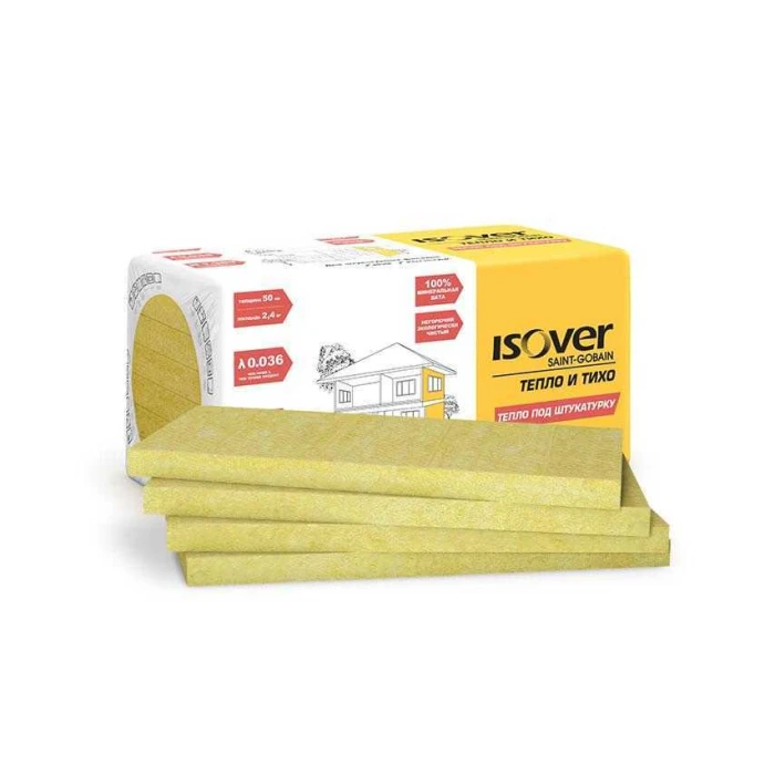 Утеплитель Изовер Тепло и Тихо Тепло под штукатурку 50х600х1000