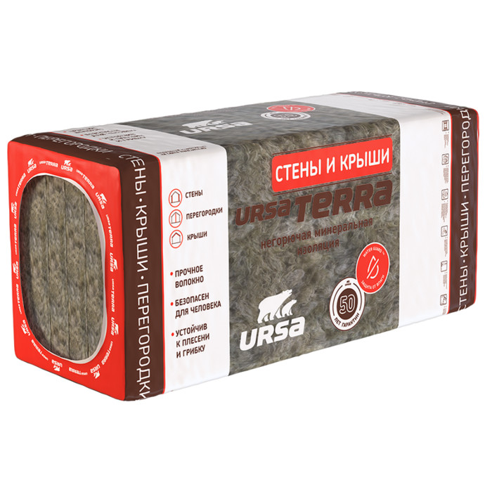 Утеплитель Ursa Terra 36 PN cтены и крыши 100х610х1250